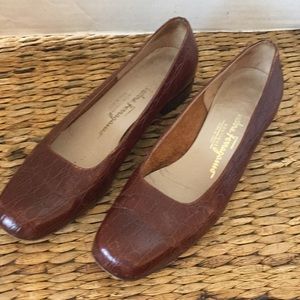 SALVATORE FERRAGAMO Embossed Leather Flats